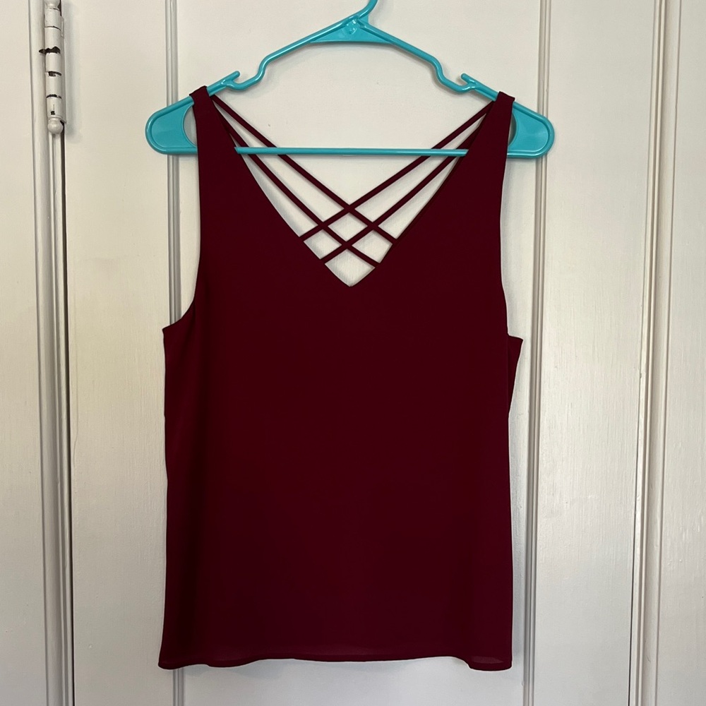 Express Burgundy Crisscross Back Cami size S